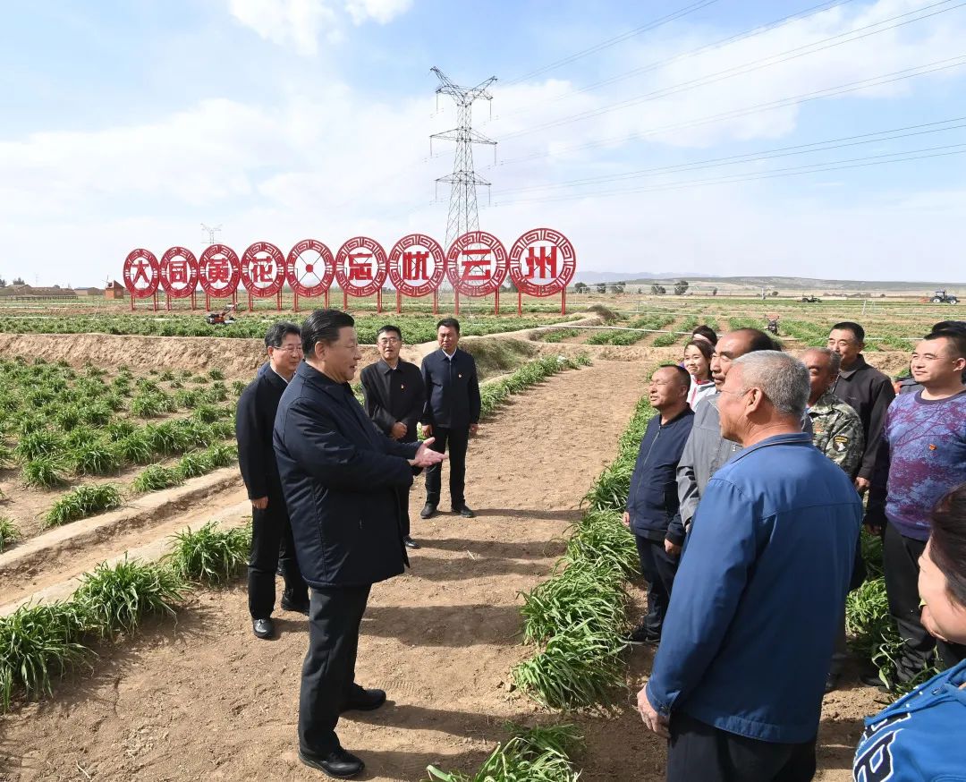 2020年5月11日，習(xí)近平考察山西大同市云州區(qū)有機(jī)黃花標(biāo)準(zhǔn)化種植基地。新華社記者 李學(xué)仁 攝